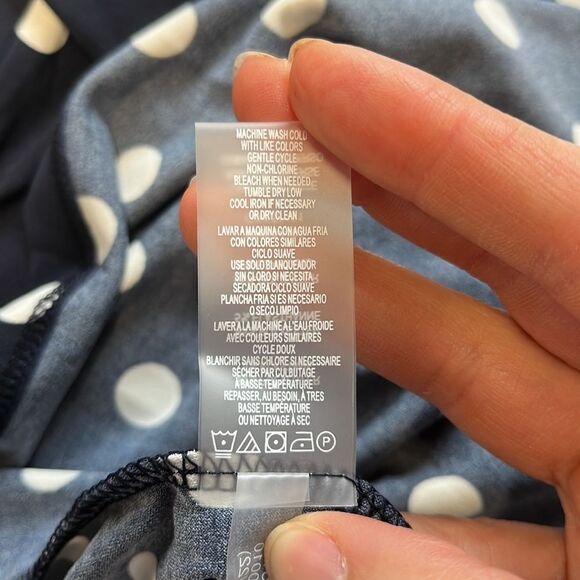 NWOT Tommy Hilfiger | Puff Sleeve V Neck Polka Dot Navy White Mini Dress 8 - Picture 7 of 7